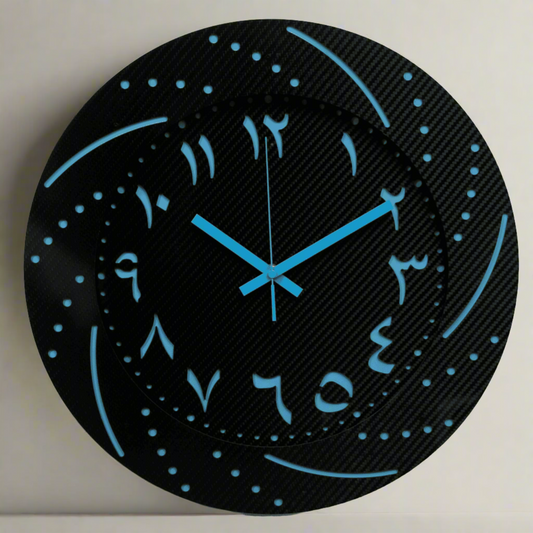 Striking Sky Blue Carbon Fusion 3K Weave Wall Clock